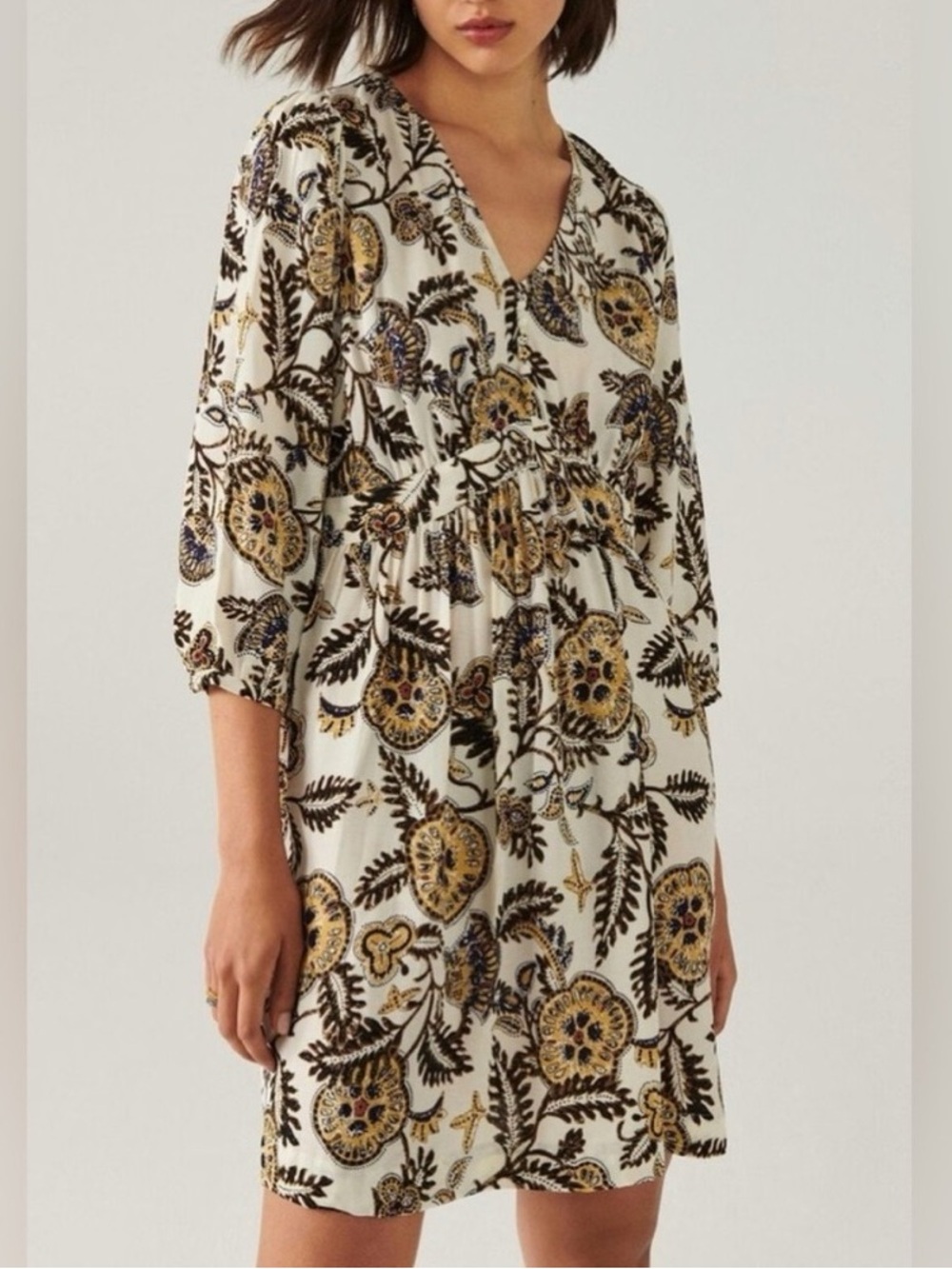 Ba&sh Volver Floral Paisley Dress in ECru Boho Luxury Size L (3)